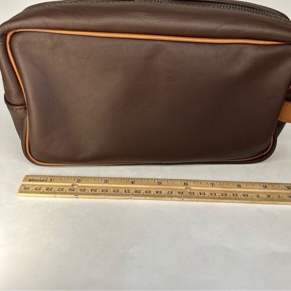 Massei Genuine Leather Simon Luxury Men's Toiletry Bag Brown - Made in Italy - Picture 6 of 10